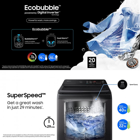 Samsung 7 Kg Inverter 5 star Fully Automatic Top Load Ecobubble Washing Machine WA70BG4545BGTL