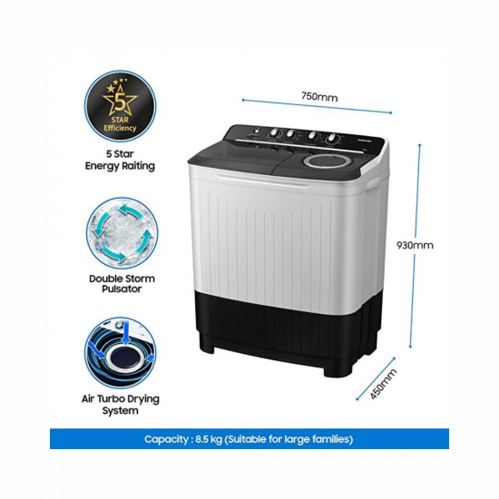 Samsung 8 5 kg 5 Star Semi Automatic Top Loading Washing Machine WT85B4200GG TL