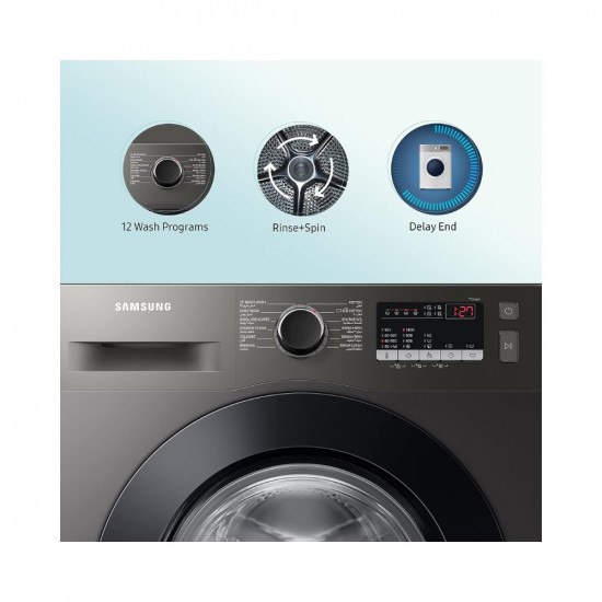Samsung 8 kg, 5 Star, Digital Inverter Motor, Fully-Automatic Front Load Washing Machine (WW80T4040CX1TL, Hygiene Steam, Inox)