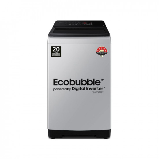 Samsung 8 kg, 5 star, Eco Bubble Technology, Digital Inverter Motor, Dual Storm, Fully-Automatic Top Load Washing Machine (WA80BG4441BGTL, Light Gray)