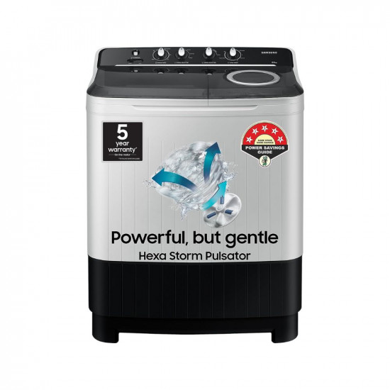 Samsung 8.5 kg, 5 star, Semi-Automatic Washing Machine (WT85B4200GG/TL, Air Turbo Drying, LIGHT GRAY)