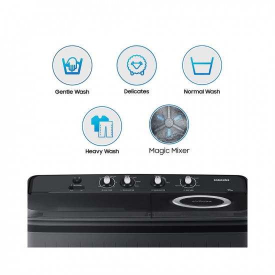 Samsung 9.5 kg, 5 Star, Semi-Automatic Washing Machine (WT95A4260GD/TL, Air Turbo Drying, Dark Gray)