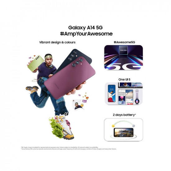 Samsung Galaxy A14 5G (Black, 4GB, 64GB Storage) | Triple Rear Camera (50 MP Main) | Upto 8 GB RAM with RAM Plus | Without Charger