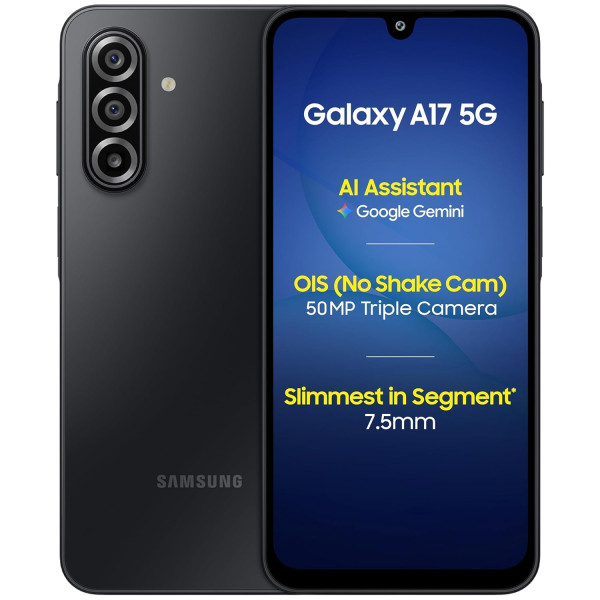 Image of Samsung Galaxy A17 5G (Black, 6GB RAM, 128GB Storage) | 50 MP No Shake Camera | Gemini Live | Circle to Search | Super AMOLED | Corning Gorilla Glass Victus | 7.5mm Sleek | AI