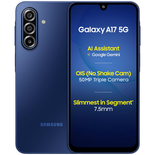 Image of Samsung Galaxy A17 5G (Blue, 6GB RAM, 128GB Storage) | 50 MP No Shake Camera | Gemini Live | Circle to Search | Super AMOLED | Corning Gorilla Glass Victus | 7.5mm Sleek | AI