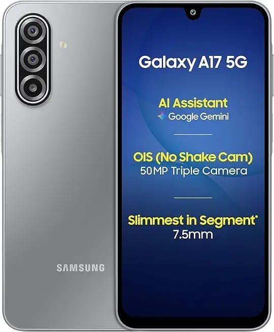 Samsung Galaxy A17 5G Gray 6GB RAM 128GB Storage 50 MP No Shake Camera Gemini Live Circle to Search Super AMOLED Corning Gorilla Glass Victus 75mm Sleek AI