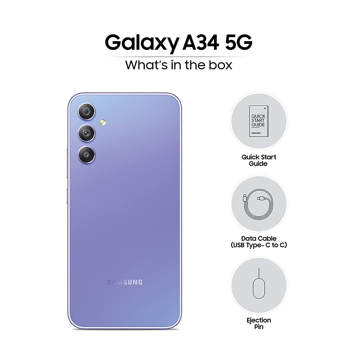 Samsung Galaxy A34 5G (Awesome Violet, 8GB, 256GB Storage) Without Offer