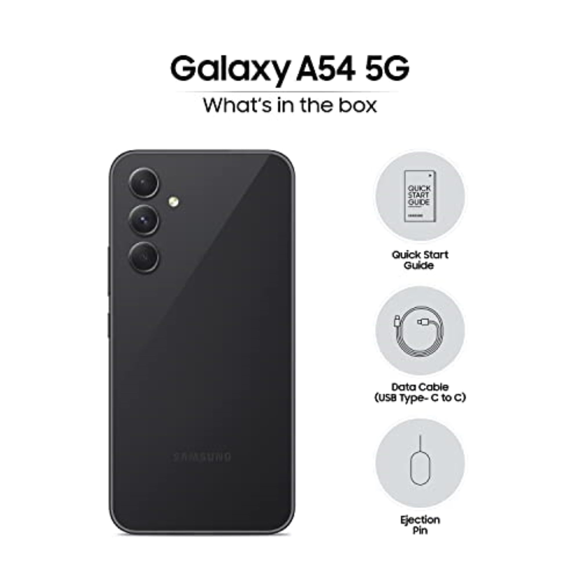Samsung Galaxy A54 5G Awesome Graphite 8GB 128GB Storage  50 MP No Shake Cam OIS  IP67  Gorilla Glass 5  Voice Focus  Without Charger