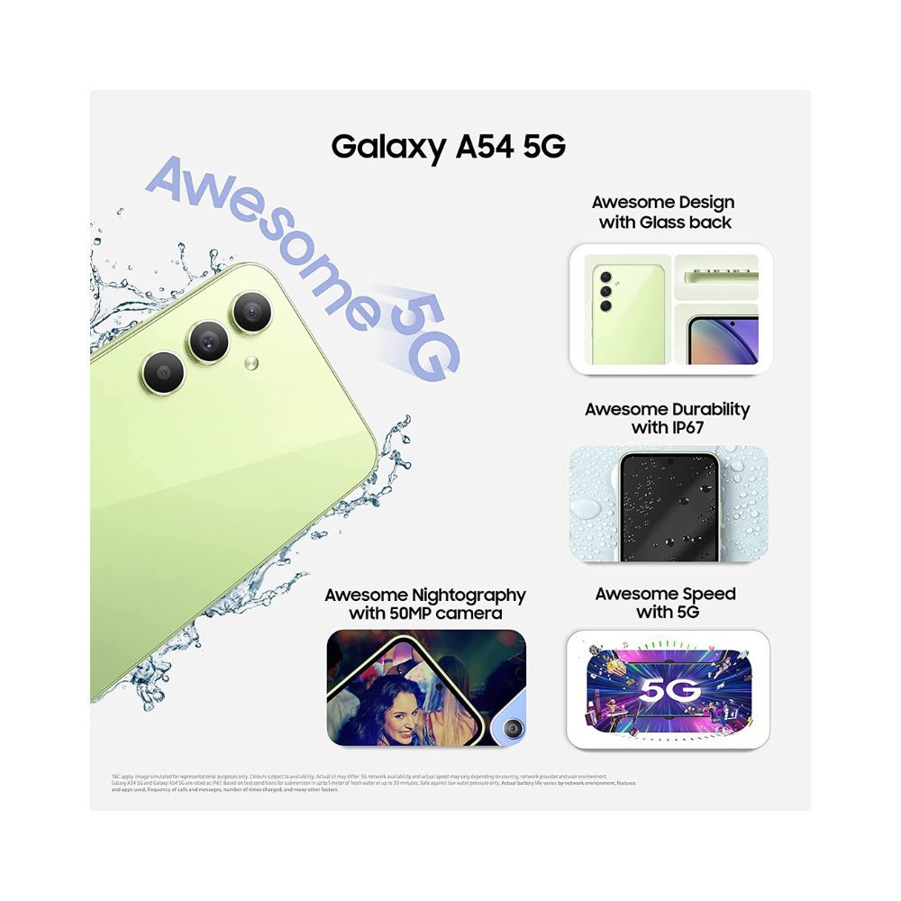 Samsung Galaxy A54 5G (Awesome Lime, 8GB, 256GB Storage)
