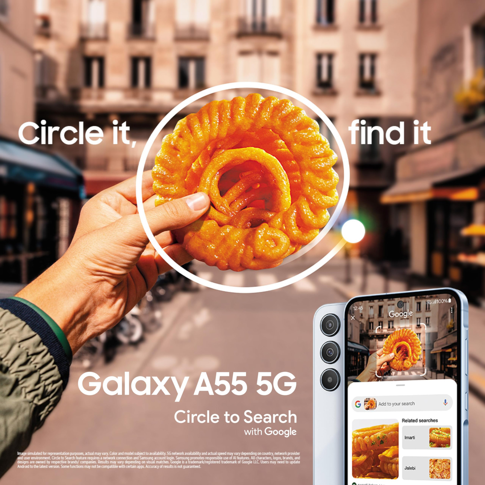 Samsung Galaxy A55 5G Awesome Iceblue 8GB RAM 256GB Storage  AI  Metal Frame  50 MP Main Camera OIS  Super HDR Video Nightography  IP67  Corning Gorilla Glass Victus  sAMOLED Display