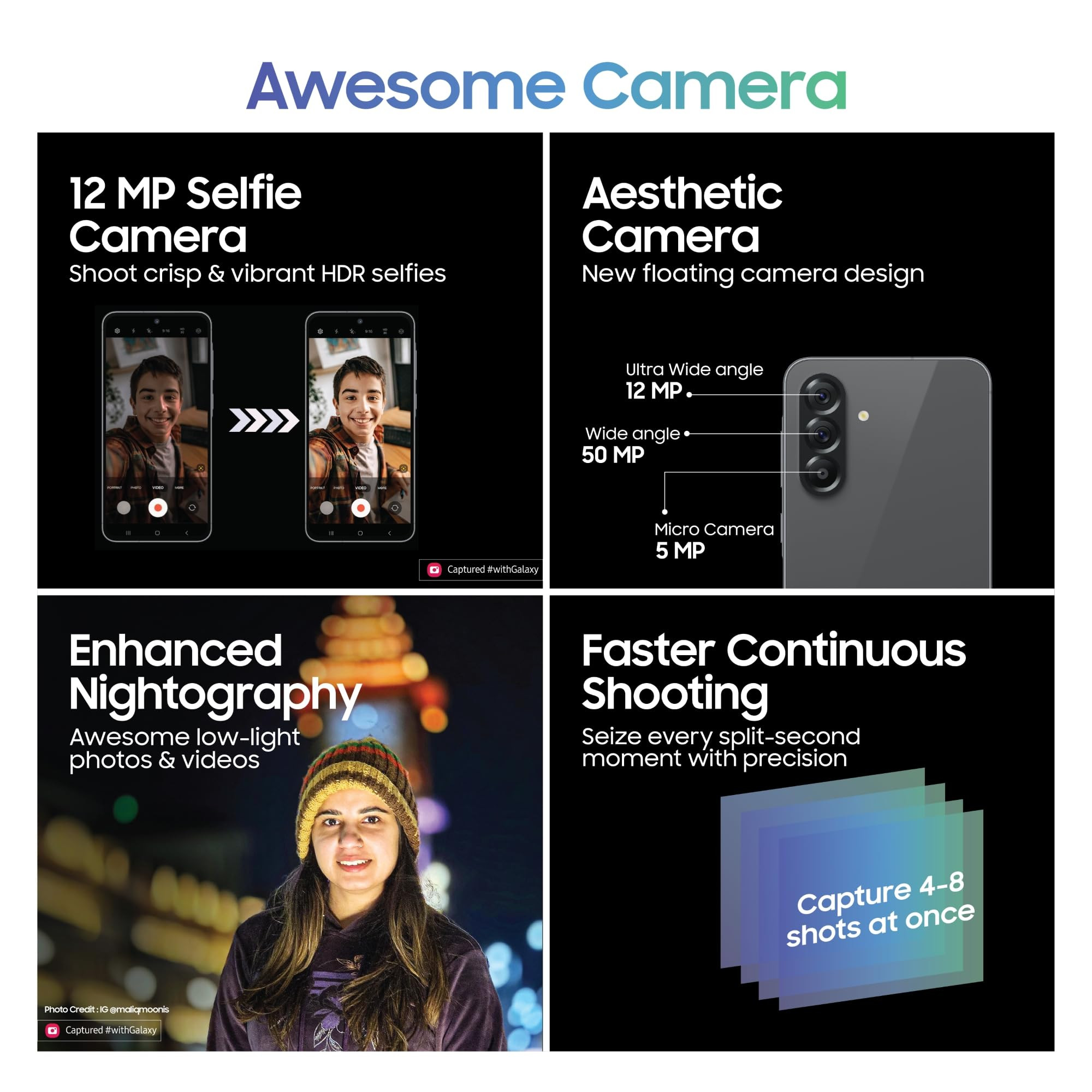Samsung Galaxy A56 5G Awesome Graphite 12GB 256GB  Metal Frame  Gemini Live  Awesome Intelligence AI Circle to Search Instant Slo-Mo Auto-Trim Object Eraser  Flagship Grade Camera