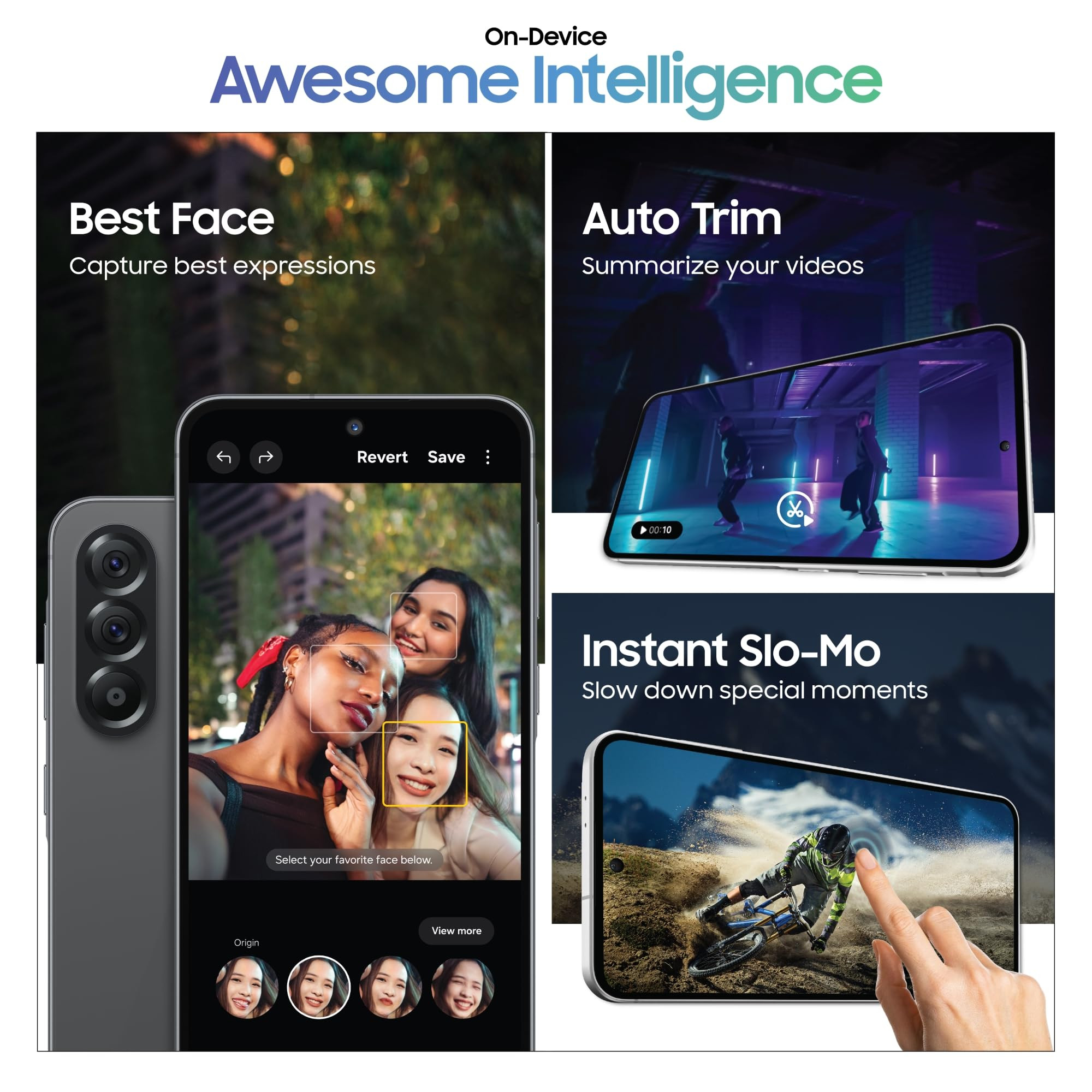 Samsung Galaxy A56 5G Awesome Graphite 8GB 256GB  Metal Frame  Gemini Live  Awesome Intelligence AI Circle to Search Instant Slo-Mo Auto-Trim Object Eraser  Flagship Grade Camera
