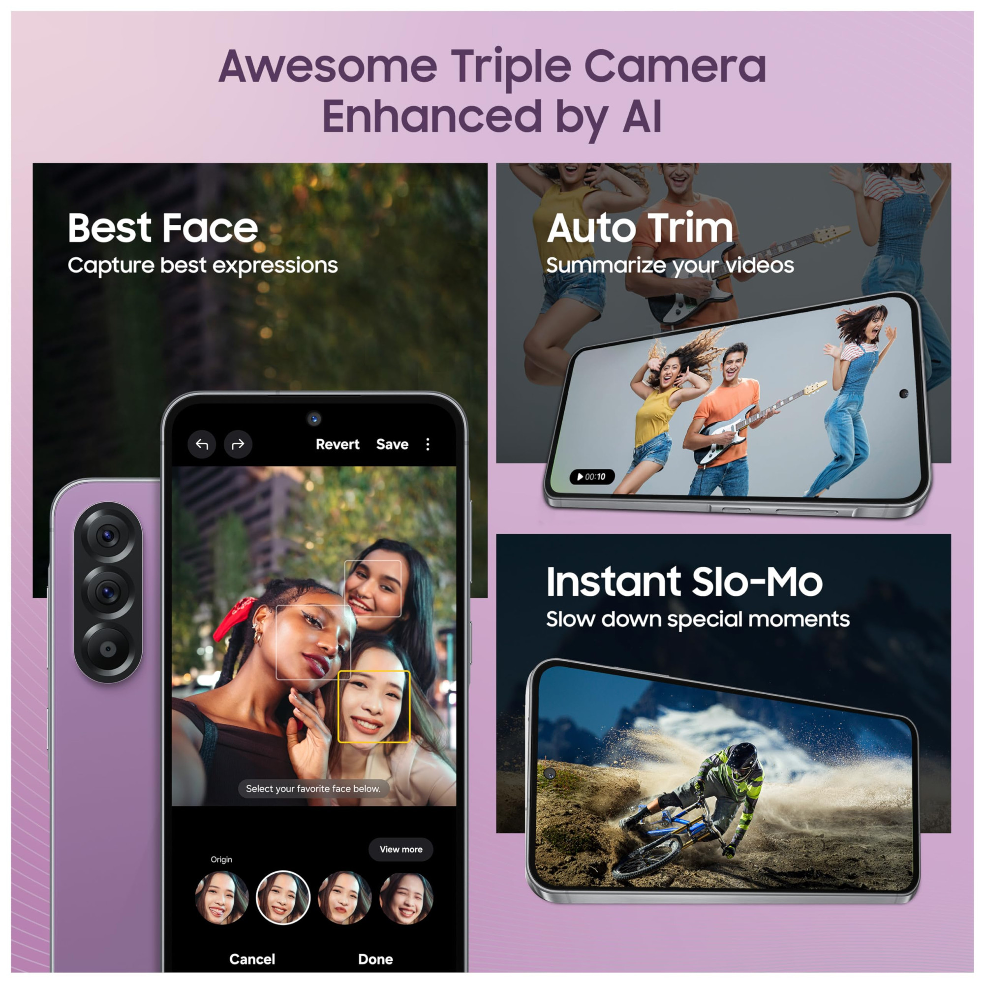 Samsung Galaxy A56 5G Awesome Violet Glow 8GB 128GB  Segment Most Complete Triple Camera  AI Editing  4nm Processor  sAMOLED Display Gorilla Glass Victus 5 Gen OS Upgrades