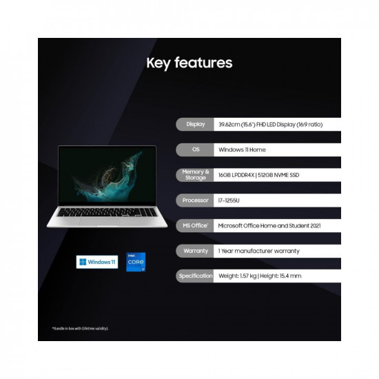 Samsung Galaxy Book2 (NP750) Intel 12th Gen core i7 39.6cm (15.6