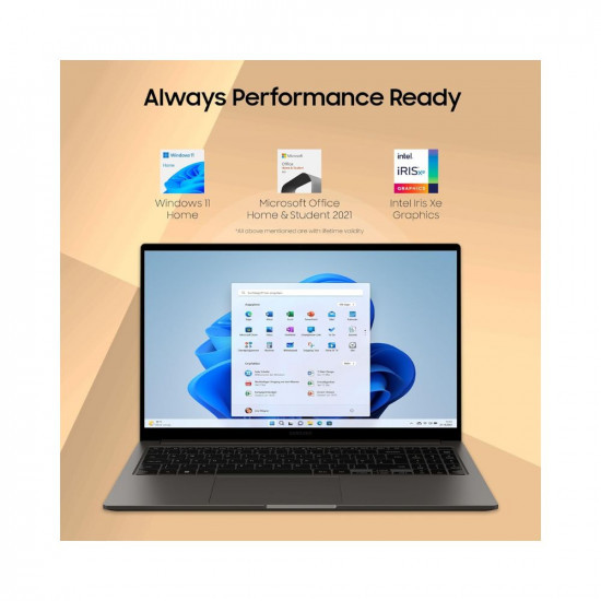 Samsung Galaxy Book3 Core i7 13th Gen 1355U - (16 GB/512 GB SSD/Windows 11 Home) Galaxy Book3 Thin and Light Laptop (15.6 Inch, Graphite, 1.58 Kg, with MS Office)