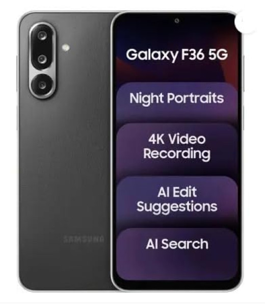 Image of Samsung Galaxy F36 5G (Black, 6GB RAM, 128GB Storage) | Exynos 1380 Processor | 50MP Triple Camera | 6.7" Super AMOLED Display | 5000mAh Battery | 5G Smartphone