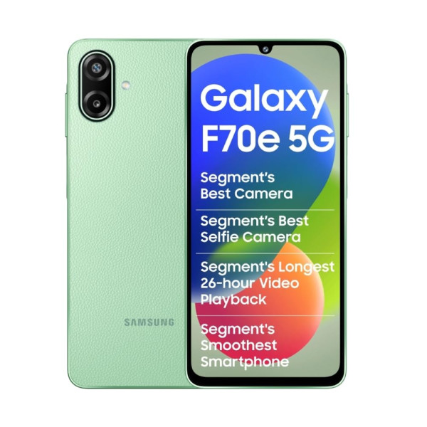 Image of Samsung Galaxy F70e 5G (Limelight Green, 128 GB) (4 GB RAM) | 6000 mAh Battery | Dimensity 6300 | Octa Core Processor | 6.74" PLS LCD Display