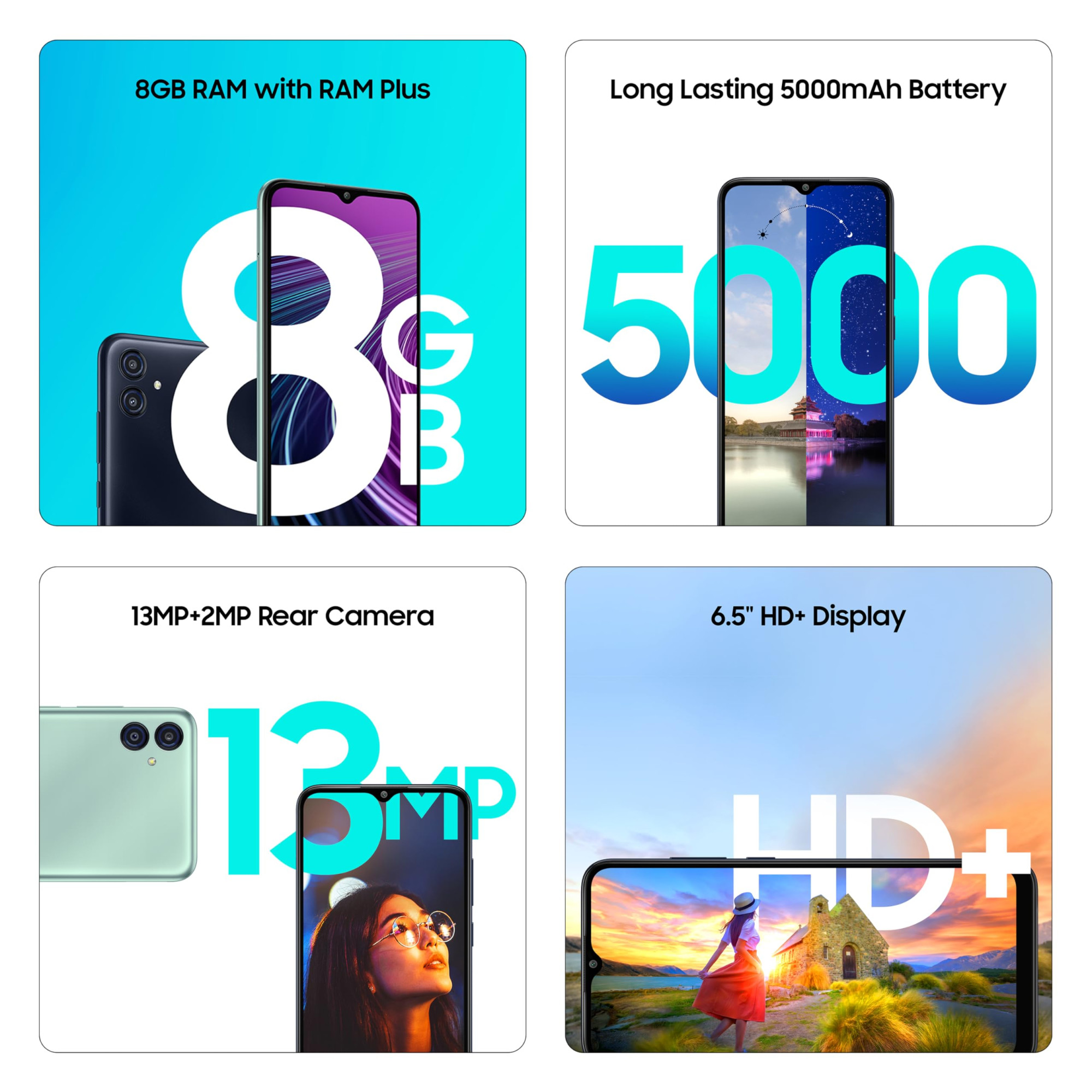 Samsung Galaxy M04 Dark Blue 4GB RAM 64GB Storage  Upto 8GB RAM with RAM Plus  MediaTek Helio P35 Octa-core Processor  5000 mAh Battery  13MP Dual Camera
