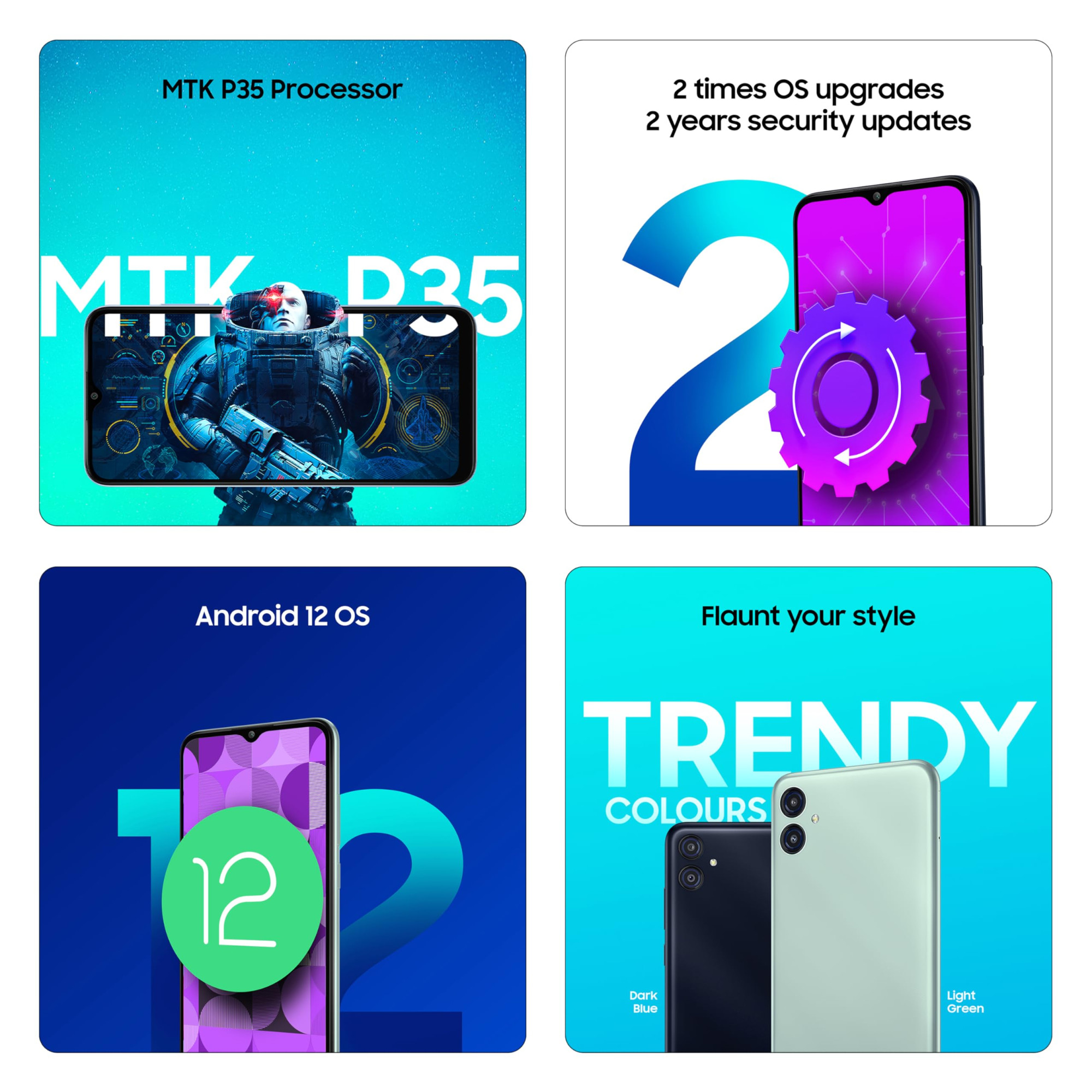 Samsung Galaxy M04 Dark Blue 4GB RAM 64GB Storage  Upto 8GB RAM with RAM Plus  MediaTek Helio P35 Octa-core Processor  5000 mAh Battery  13MP Dual Camera