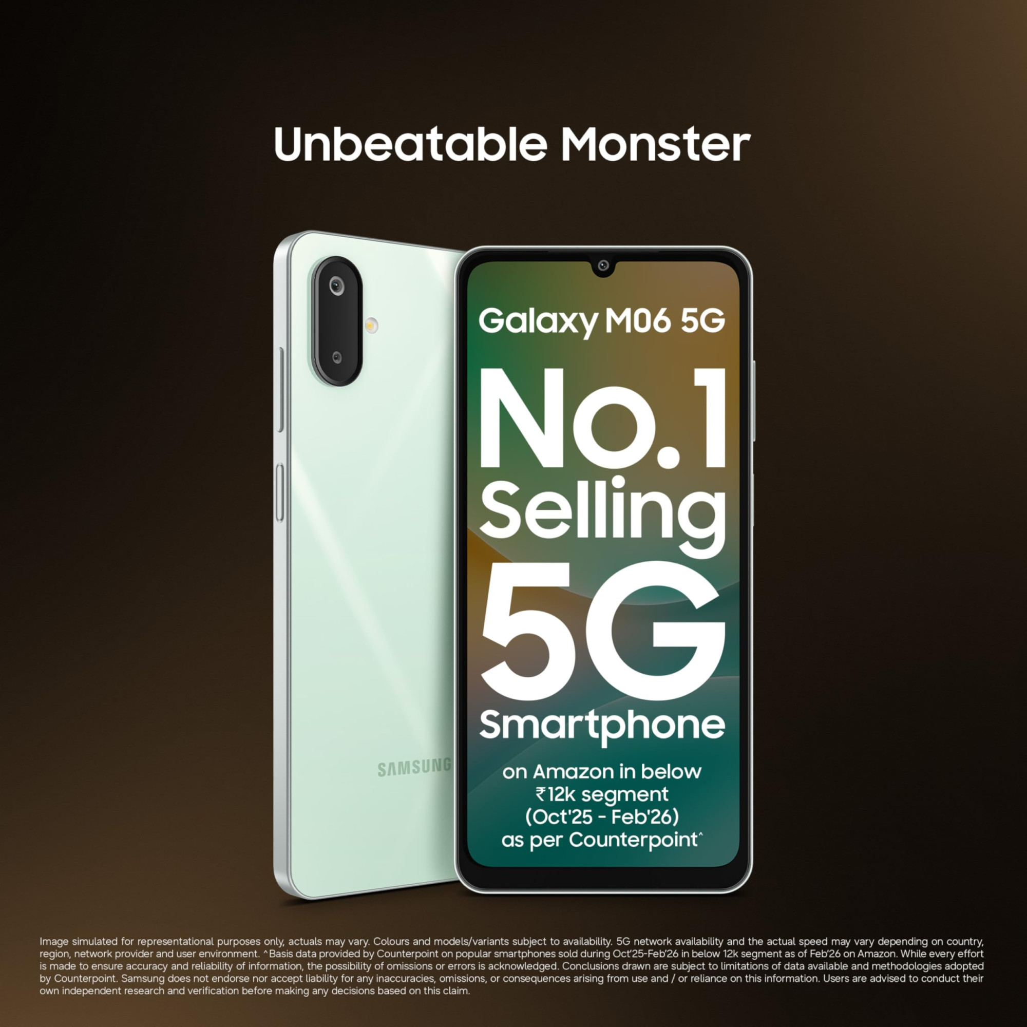Samsung Galaxy M06 5G Mobile Sage Green 4GB RAM 64GB Storage MediaTek Dimensity 6300 AnTuTu 623K 12 5G Bands 25W Fast Charging 4 Gen OS Upgrades 50MP Camera Without Charger