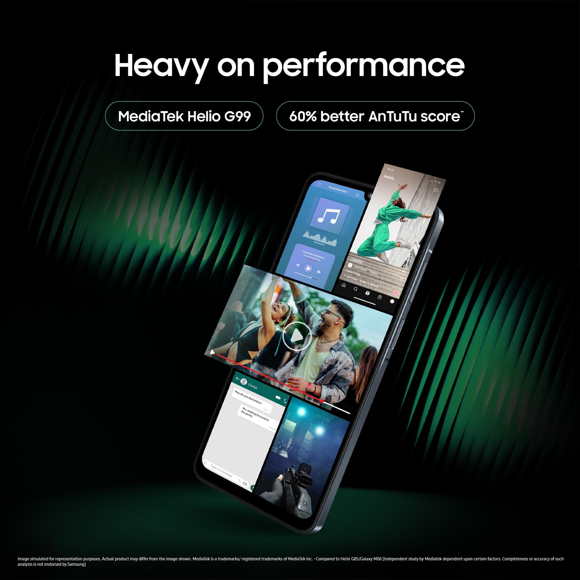 Samsung Galaxy M07 Mobile Black 4GB RAM 64GB Storage  MediaTek Helio G99  AnTuTu 624K  IP54 50MP Camera  76mm Slim  5000mAh Battery  25W Fast Charging  6 Gen OS Upgrades  Without Charger