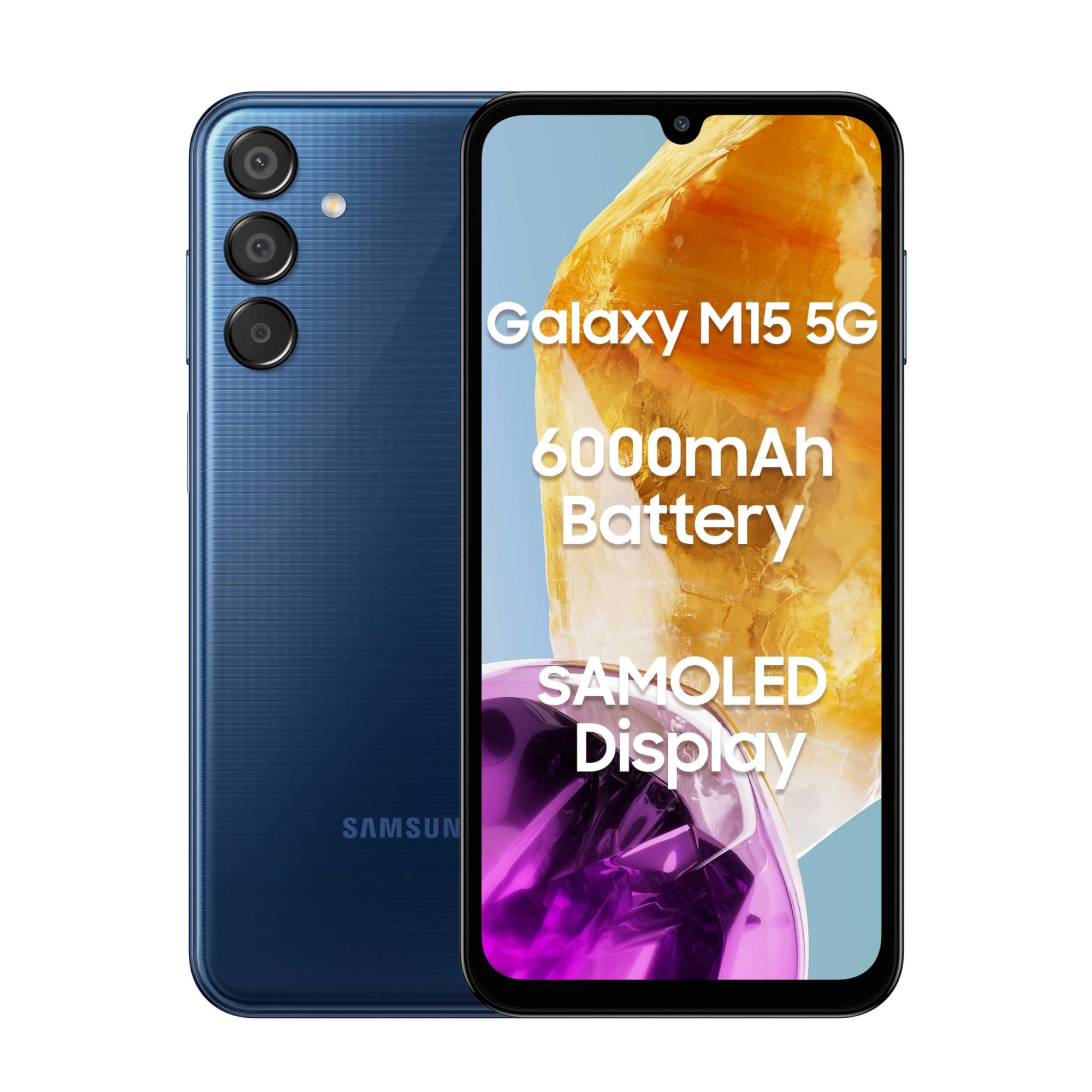 Samsung Galaxy M15 5G Blue Topaz4GB RAM128GB Storage 50MP Triple Cam 6000mAh Battery MediaTek Dimensity 6100 4 Gen OS Upgrade  5 Year Security Update Super AMOLED Display Without Charger