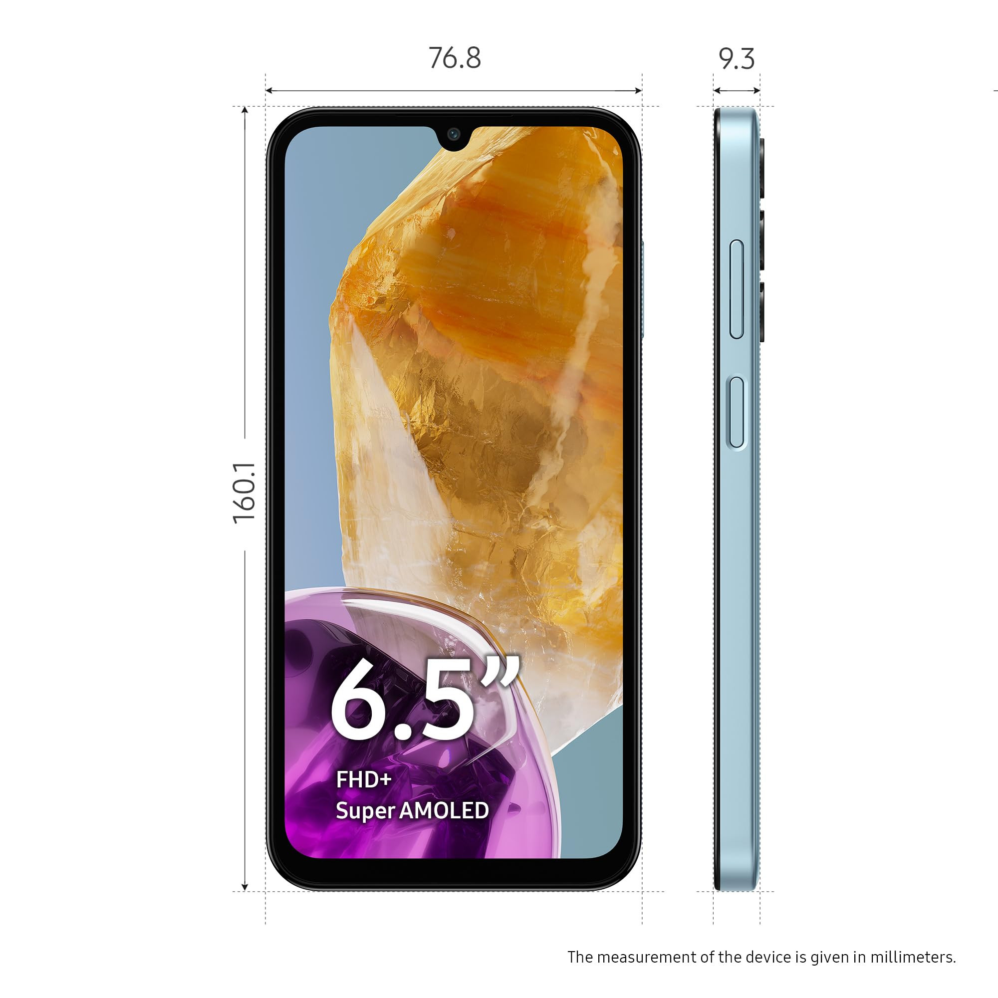 Samsung Galaxy M15 5G Celestial Blue4GB RAM128GB Storage 50MP Triple Cam 6000mAh BatteryMediaTek Dimensity 6100 4 Gen OS Upgrade  5 Year Security UpdateSuper AMOLED DisplayWithout Charger