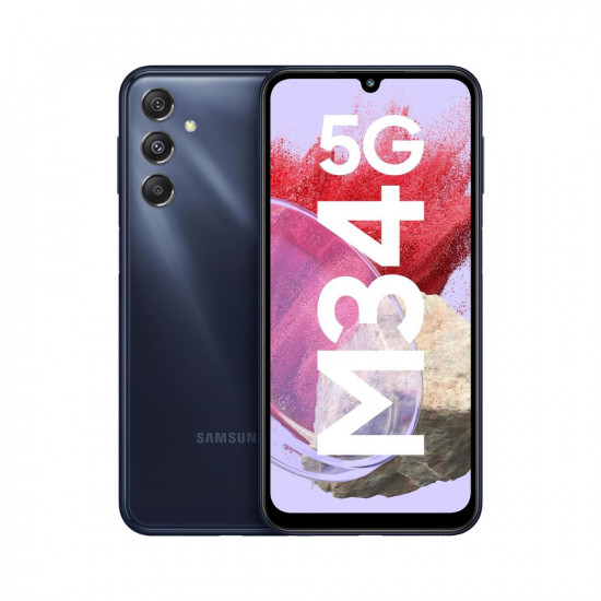 Samsung Galaxy M34 5G (Midnight Blue, 6GB, 128GB Storage) | 120Hz sAMOLED Display | 50MP Triple No Shake Cam | 6000 mAh Battery | 12GB RAM with RAM Plus | Android 13 | Without Charger