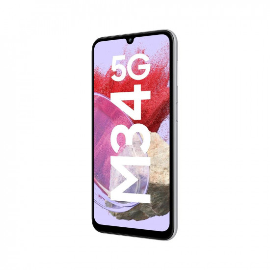 Samsung Galaxy M34 5G (Prism Silver,6GB,128GB)|120Hz sAMOLED Display|50MP Triple No Shake Cam|6000 mAh Battery|4 Gen OS Upgrade & 5 Year Security Update|12GB RAM with RAM+|Android 13|Without Charger