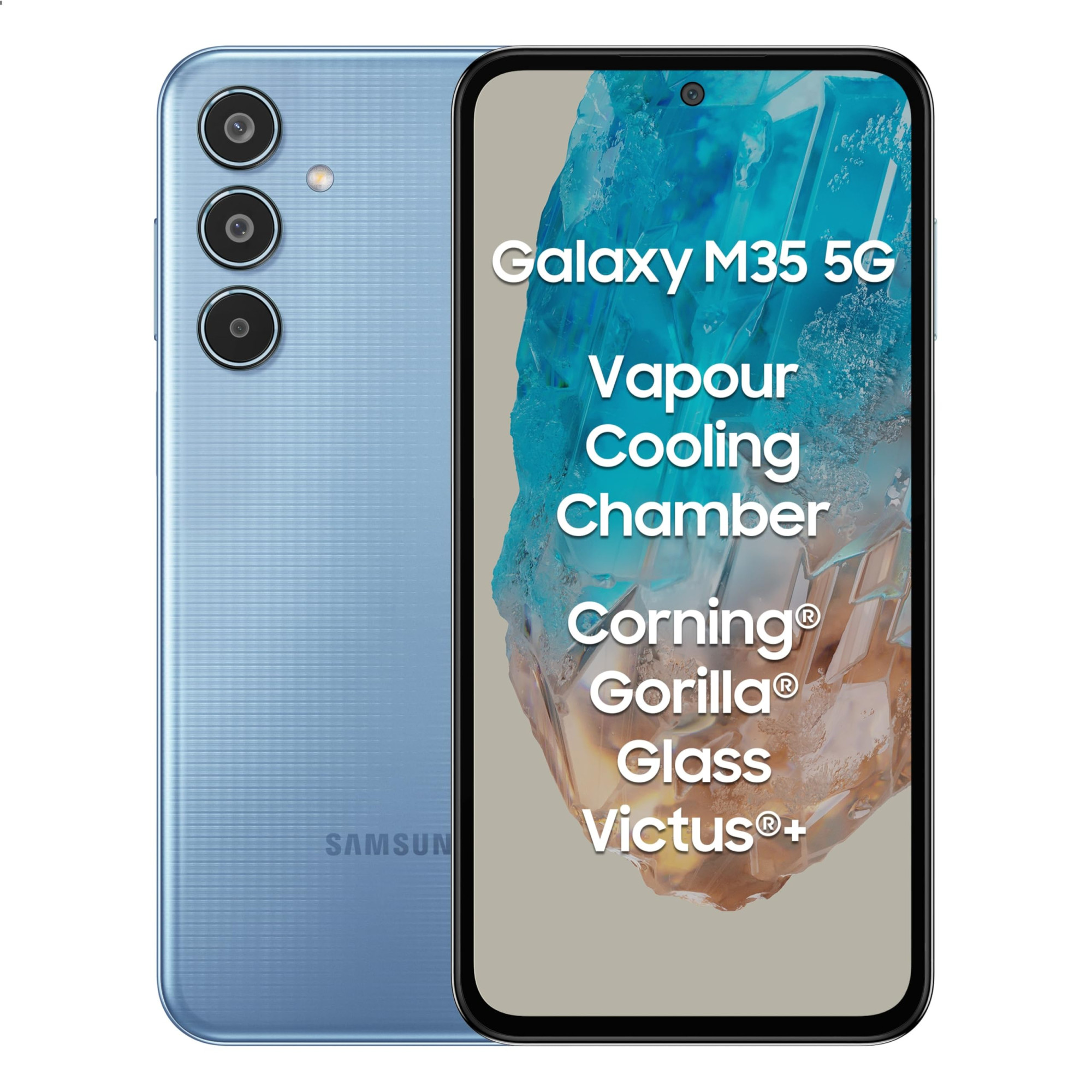 Samsung Galaxy M35 5G Daybreak Blue8GB RAM128GB Storage Corning Gorilla Glass Victus AnTuTu Score 595K  Vapour Cooling Chamber  6000mAh Battery  120Hz Super AMOLED Display Without Charger