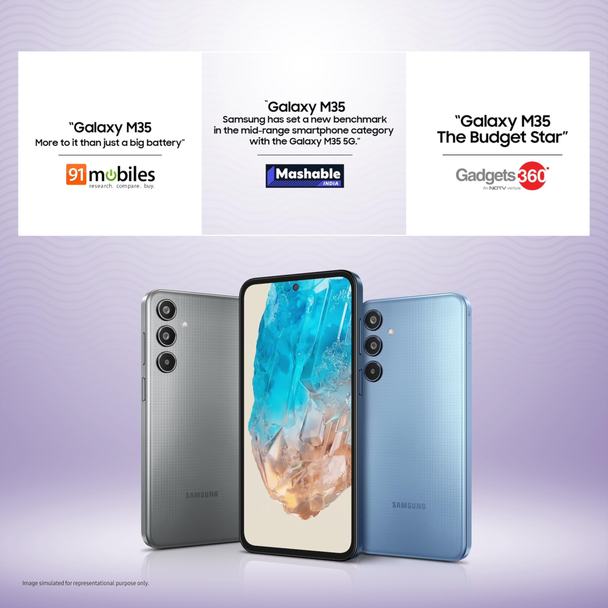 Samsung Galaxy M35 5G Daybreak Blue8GB RAM256GB Storage Corning Gorilla Glass Victus AnTuTu Score 595K  Vapour Cooling Chamber  6000mAh Battery  120Hz Super AMOLED Display Without Charger
