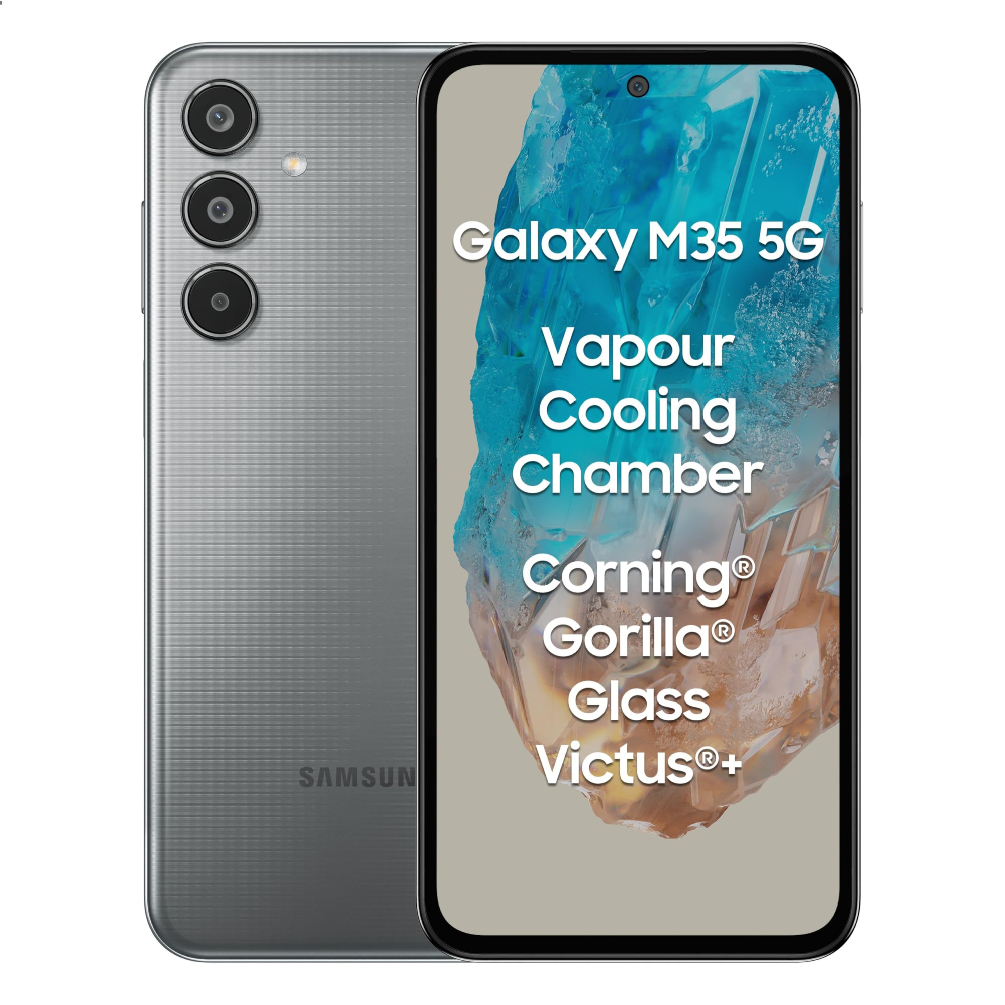 Samsung Galaxy M35 5G Thunder Grey8GB RAM256GB Storage Corning Gorilla Glass Victus AnTuTu Score 595K  Vapour Cooling Chamber  6000mAh Battery  120Hz Super AMOLED Display Without Charger
