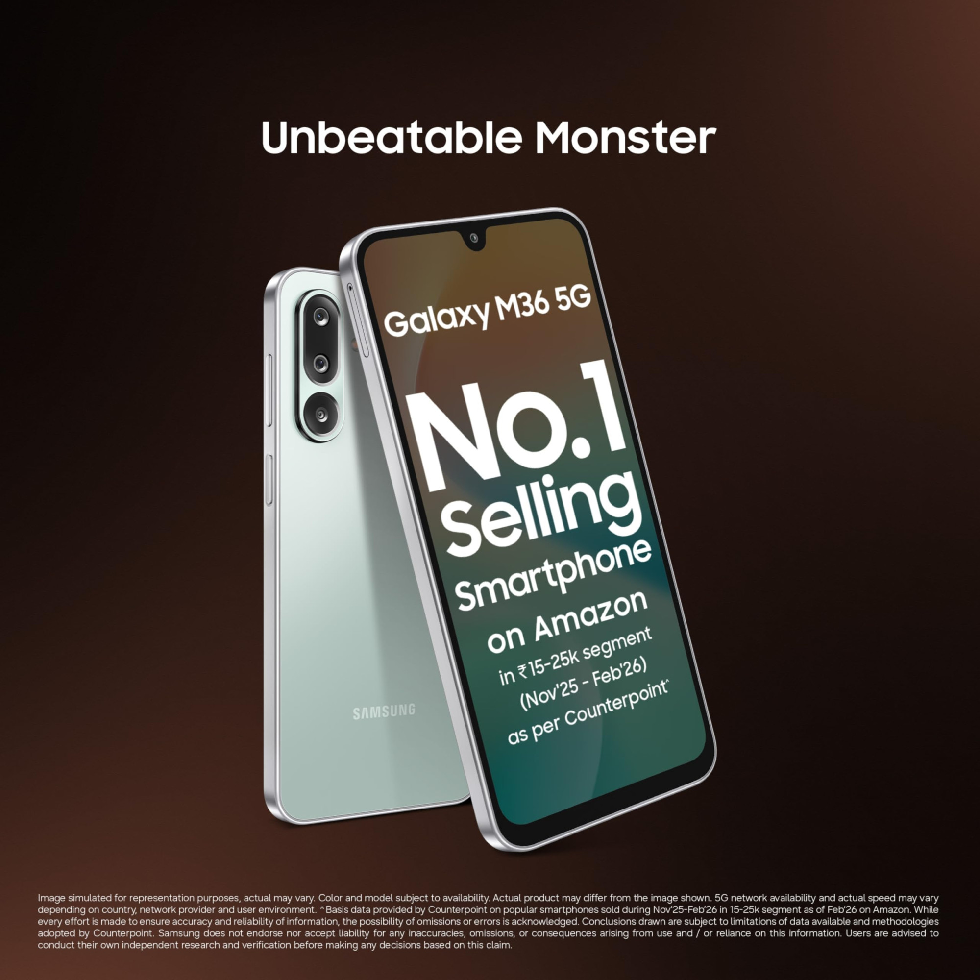 Samsung Galaxy M36 5G Mobile Serene Green 6GB RAM 128GB Storage  Google Gemini Gorilla Glass Victus  77mm  AI Enhanced 50MP OIS Triple Camera Nightography Lag-free Gaming  Without Charger