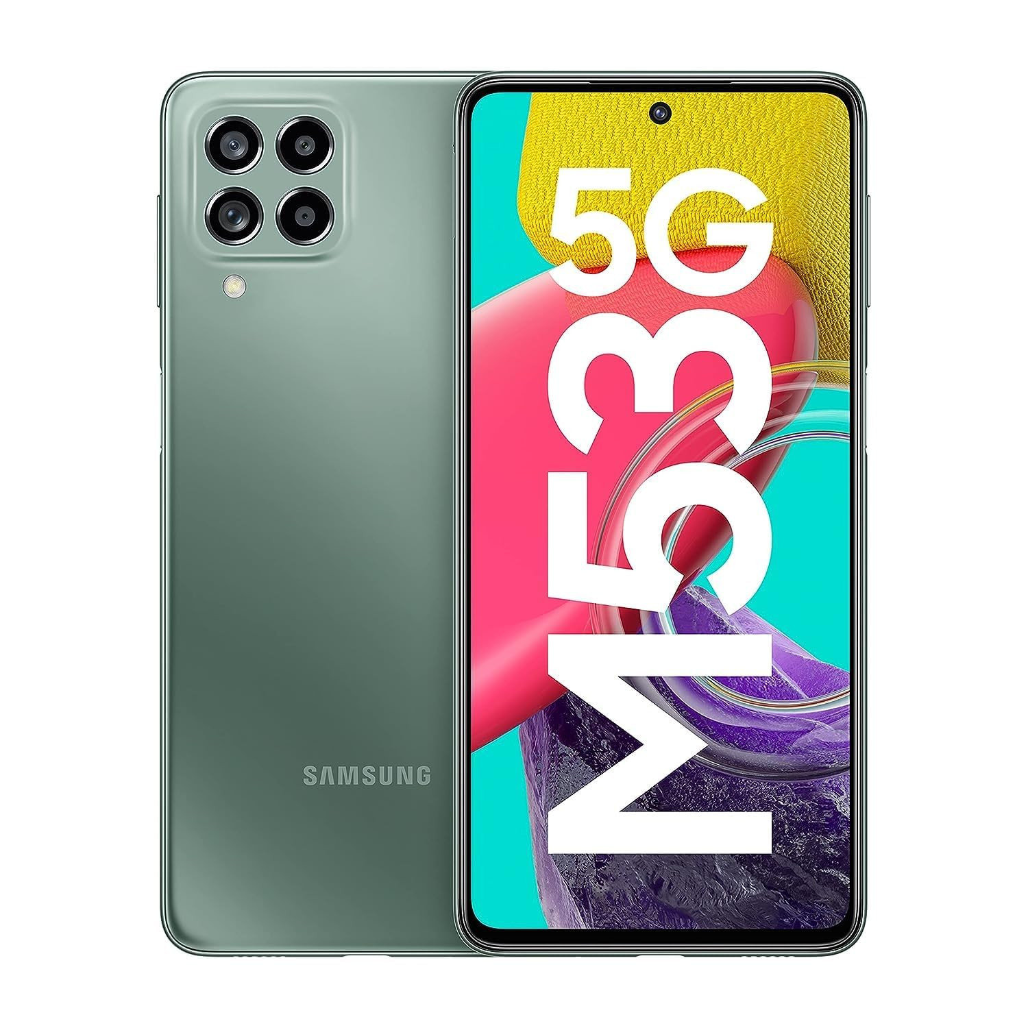 Samsung Galaxy M53 5G Mystique Green 8GB 128GB Storage  108MP  sAmoled 120Hz  16GB RAM with RAM Plus  Without Charger