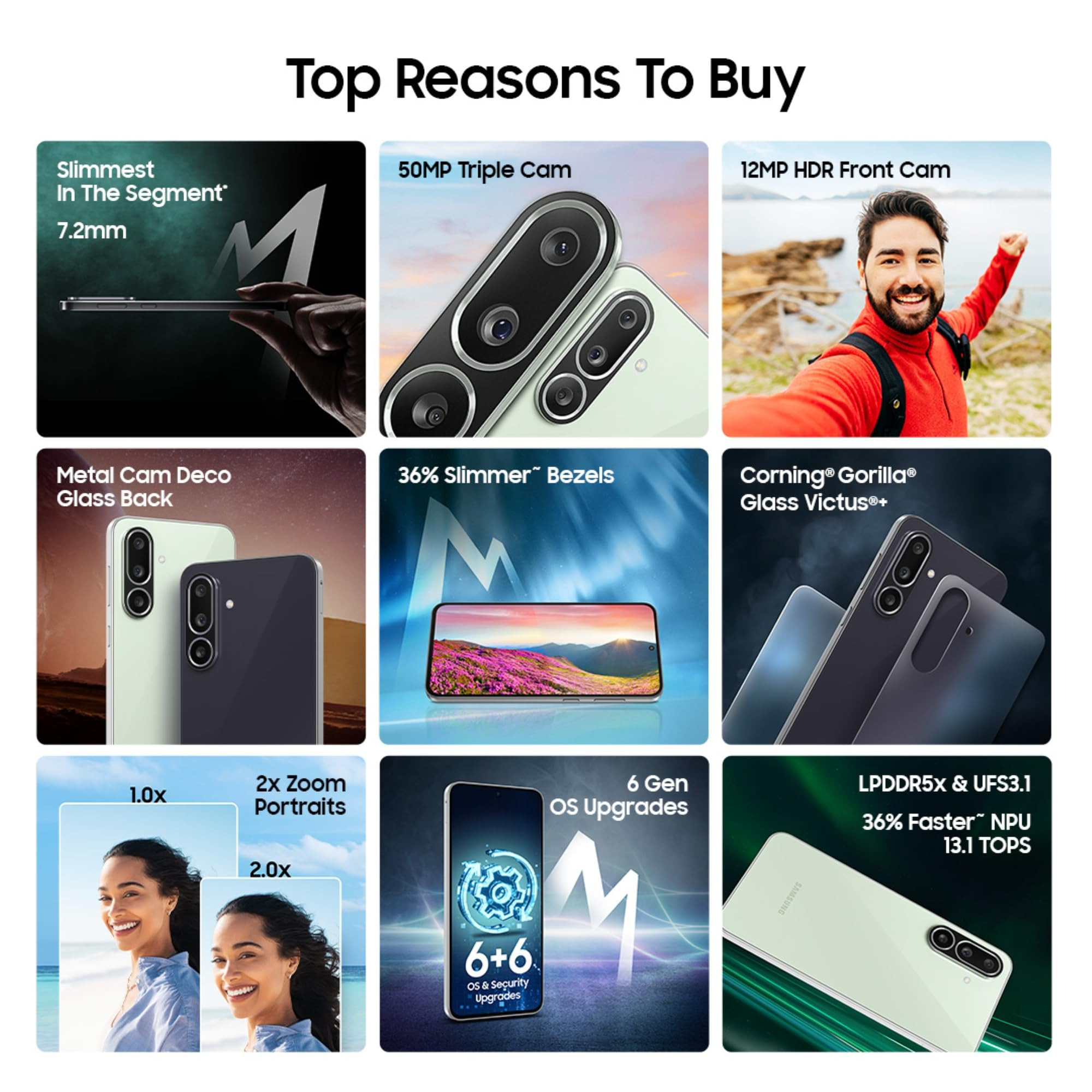 Samsung Galaxy M56 5G Black 8 GB RAM 128 GB Storage  Slimmest Phone in The Segment  Gorilla Glass Victus  10 Bit HDR Video  Enhanced Nightography  4nm Processor  Vapor Cooling Chamber