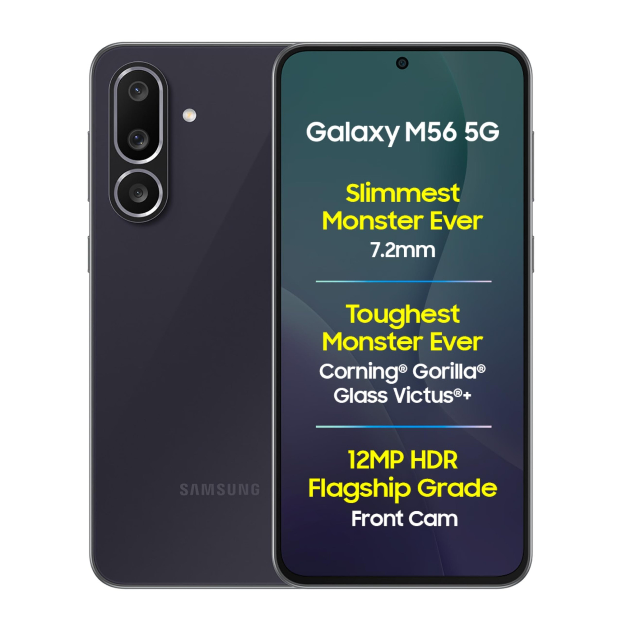 Samsung Galaxy M56 5G Mobile Black 8GB RAM 128GB Storage Segment Slimmest  Gorilla Glass Victus  10 Bit HDR Video  50MP Camera  AI  Vapour Cooling Chamber  Lag-free Gaming Without Charger