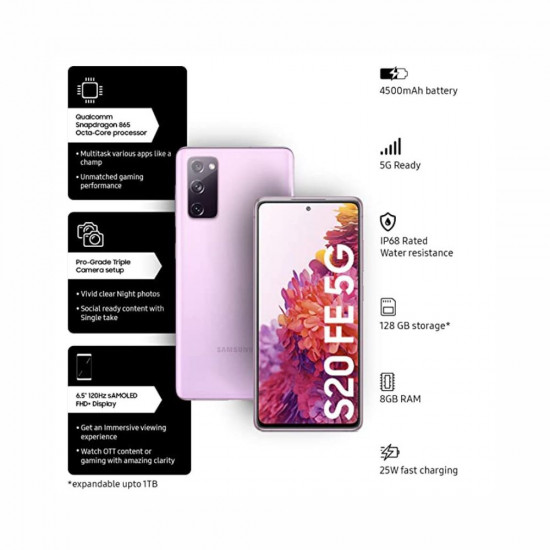 SAMSUNG Galaxy S20 FE 5G (Cloud Lavender, 128 GB)  (8 GB RAM)