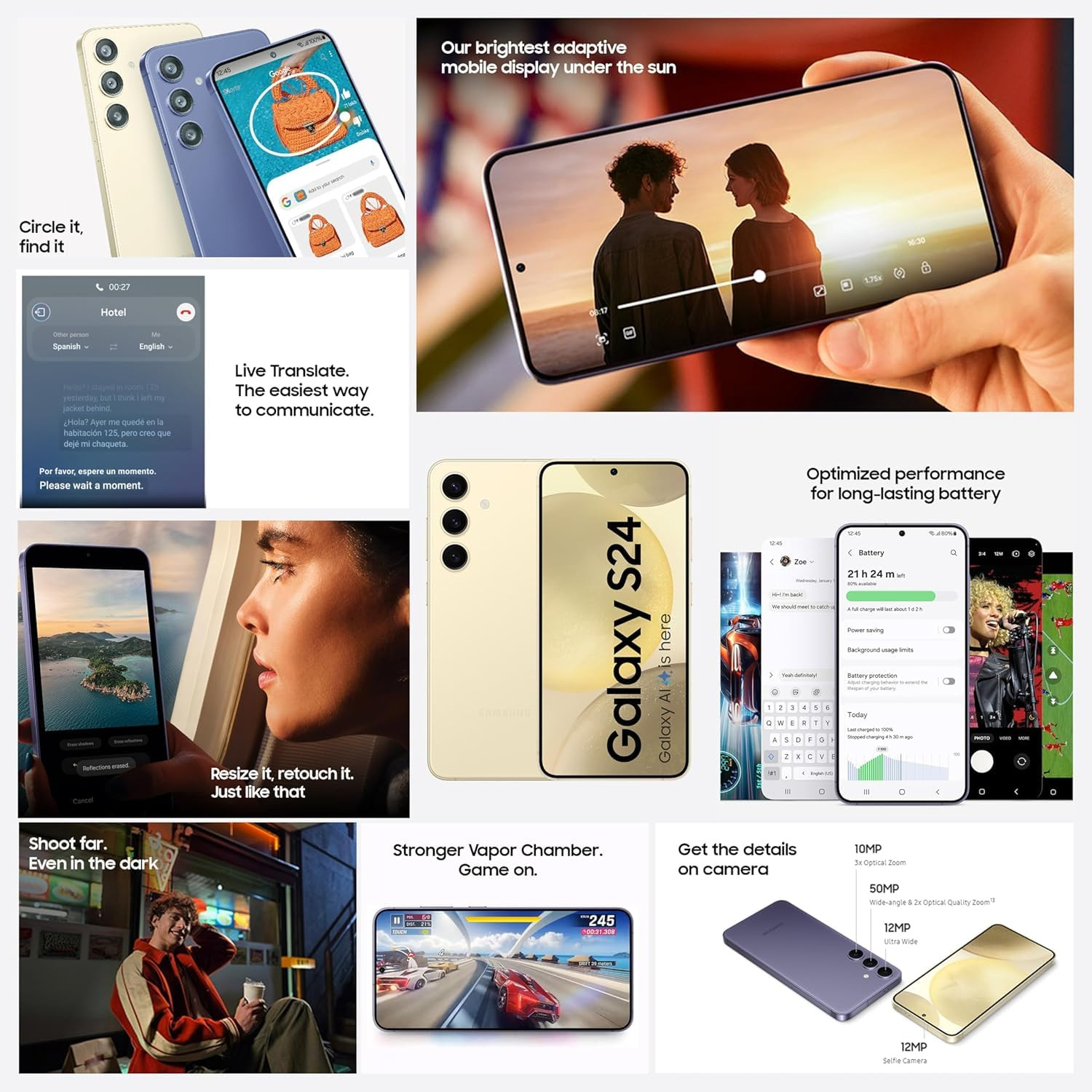 Samsung Galaxy S24 5G AI Smartphone Marble Gray 8GB 128GB Storage with Other Offers