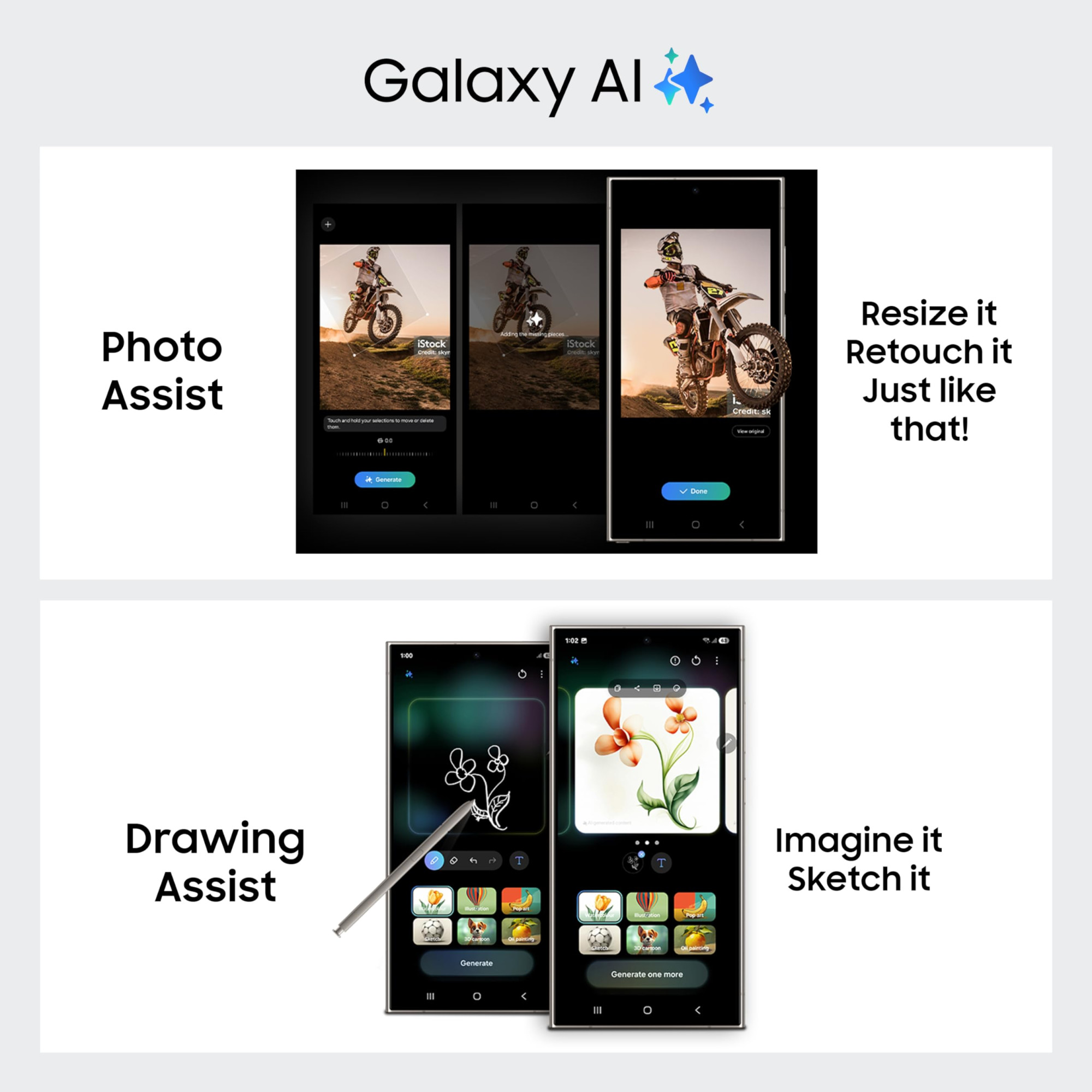 Samsung Galaxy S24 Ultra 5G AI Smartphone with Galaxy AI Titanium Gray 12GB 256GB Storage Snapdragon 8 Gen 3 200 MP Camera with ProVisual Engine and 5000mAh Battery