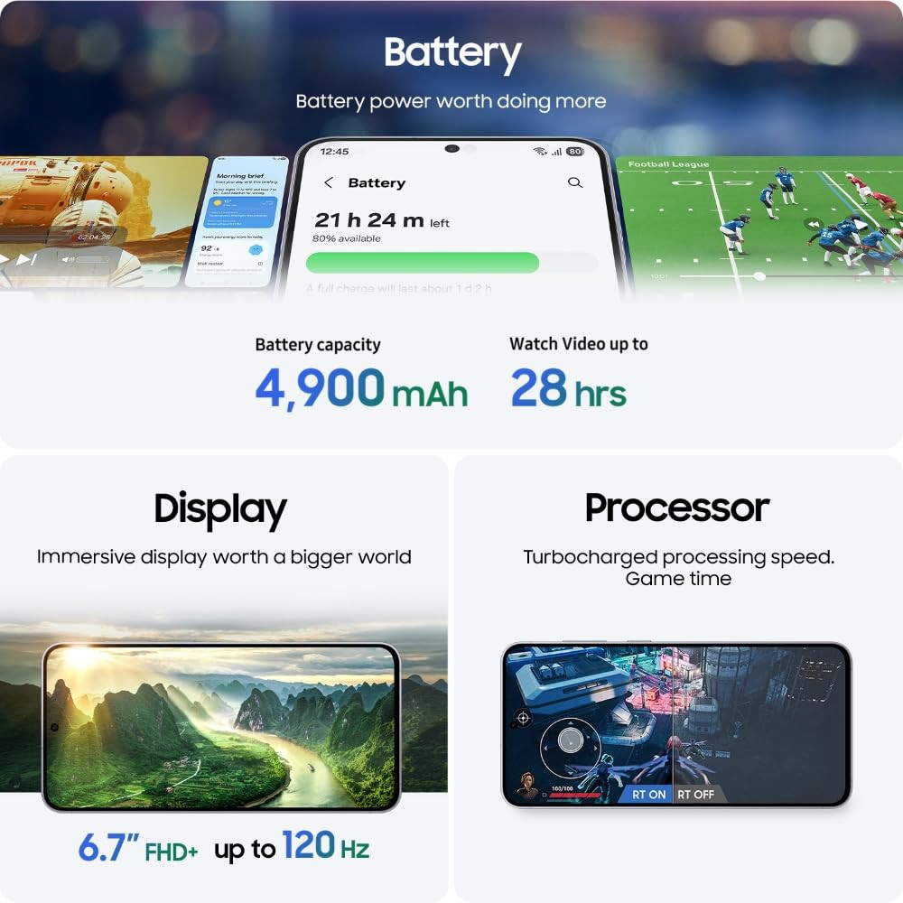 Samsung Galaxy S25 FE 5G Smartphone with Galaxy AI JetBlack 8GB RAM 128GB Storage 12MP Front Camera ProVisual Engine Long Battery Life