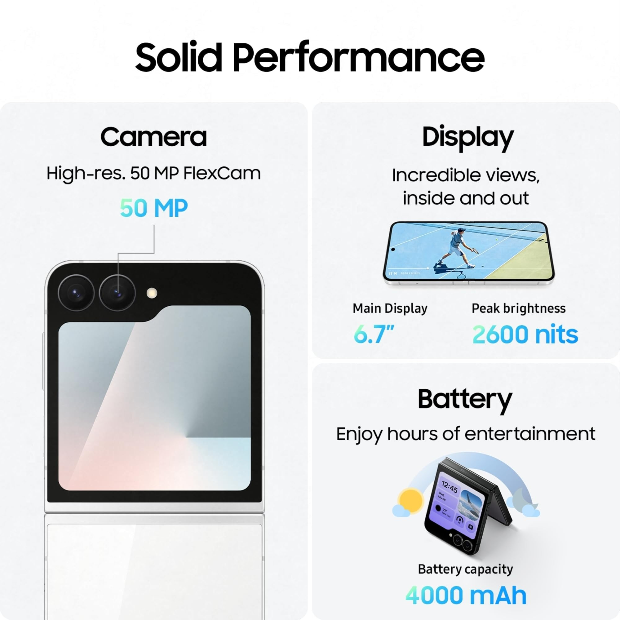 Samsung Galaxy Z Flip7 FE 5G Smartphone with Galaxy AI Black 8GB RAM 256GB Storage Ultra Sleek Compact Design 50MP High-Resolution FlexCam Long-Lasting 4000 mAh Battery All-New One UI 8