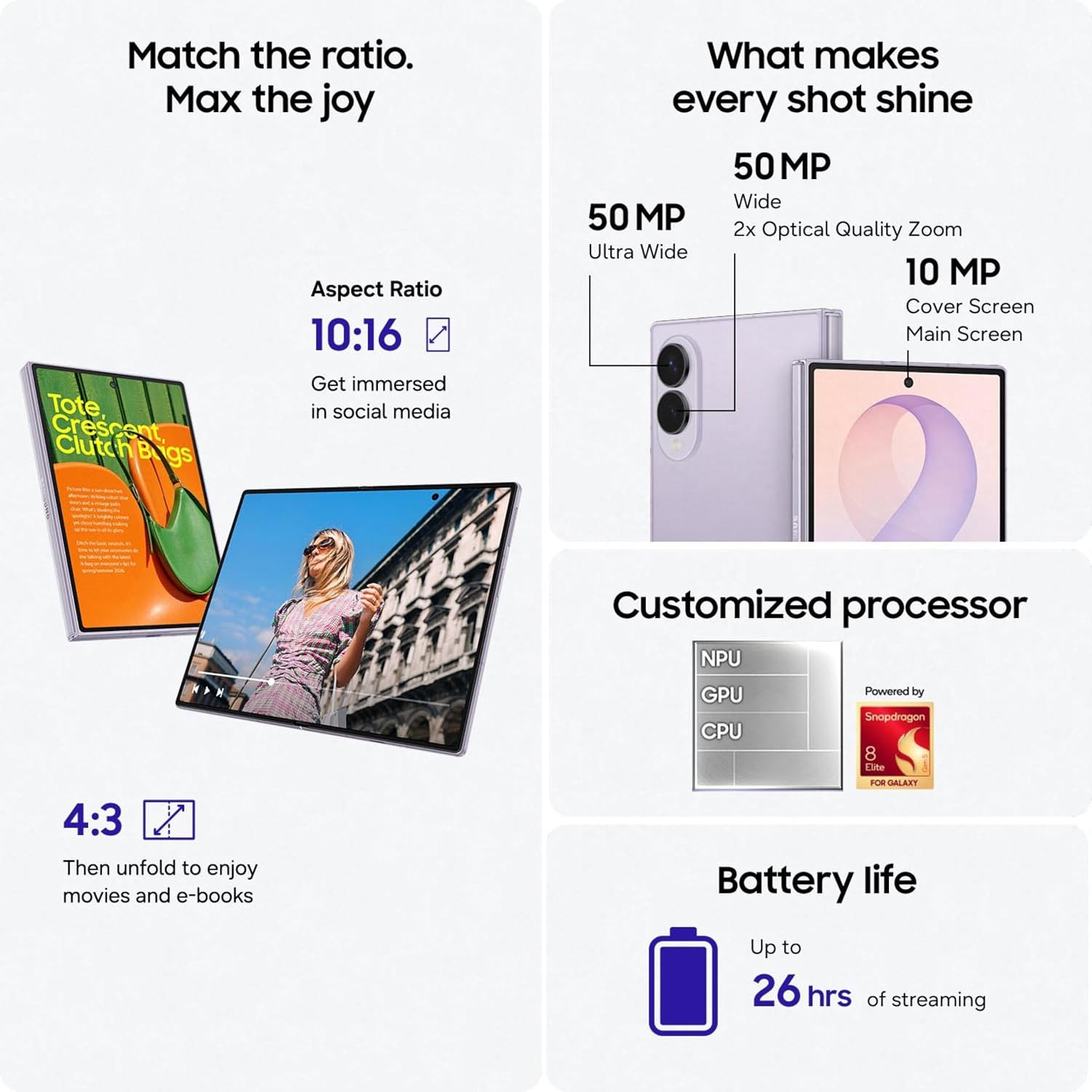 Samsung Galaxy Z Fold8 5G Smartphone with Galaxy AI Graphite 12GB RAM 256GB Storage