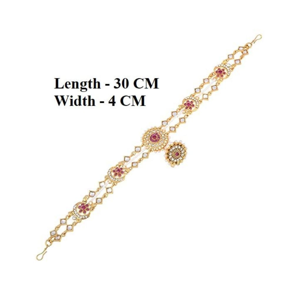 Sanjog Embellished Rajputi Rajasthani Borla Sheeshphool Matha Patti for Women/Girls