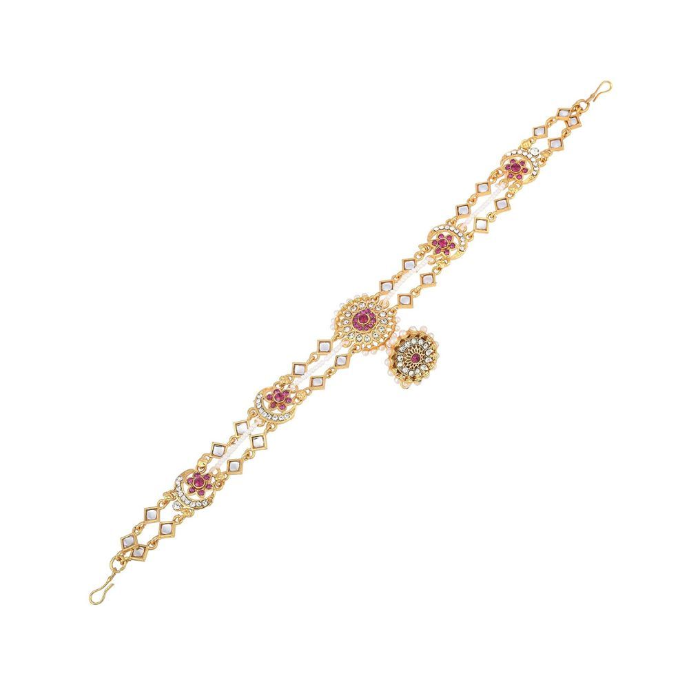 Sanjog Embellished Rajputi Rajasthani Borla Sheeshphool Matha Patti for Women/Girls