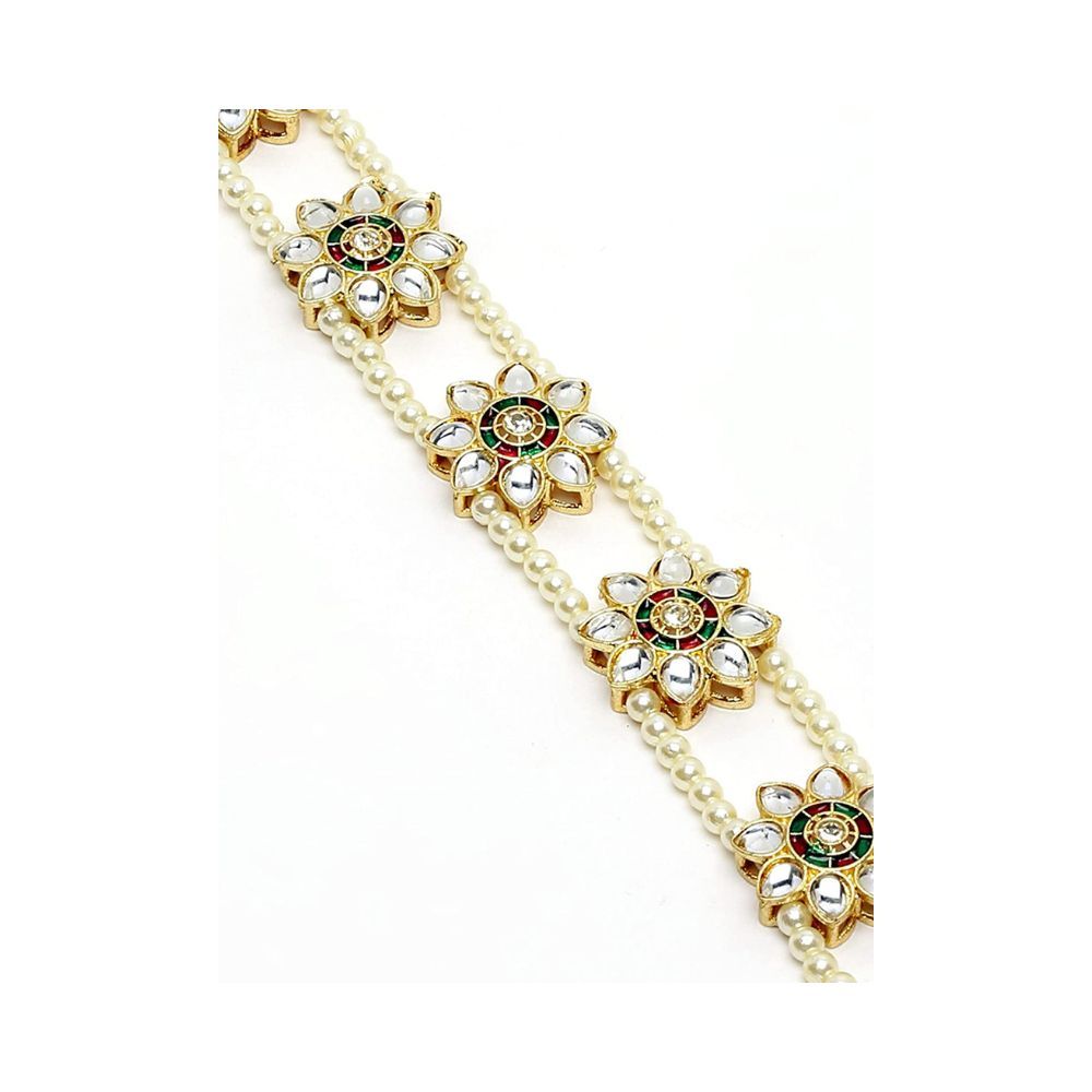 Sanjog Embellished Stone Rajputi Rajasthani Borla sheeshphool Matha Patti for Women/Girls