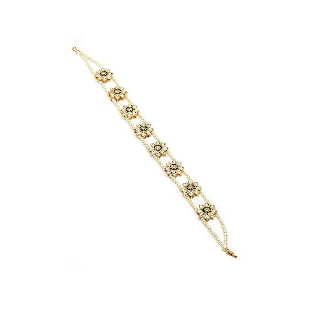 Sanjog Embellished Stone Rajputi Rajasthani Borla sheeshphool Matha Patti for Women/Girls