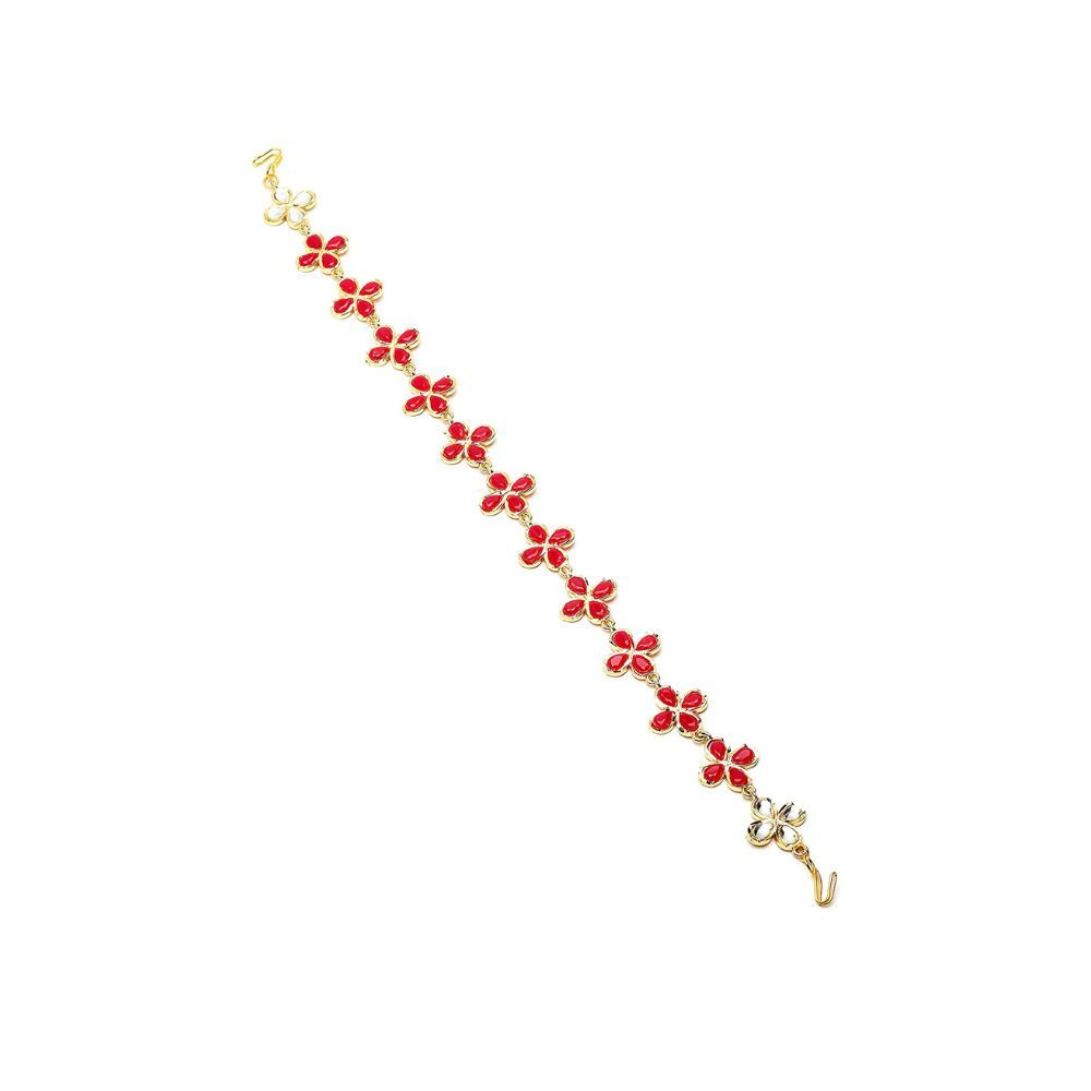 Sanjog Embellished Stone Rajputi Rajasthani Flower Shape Matha Patti For Women/Girls