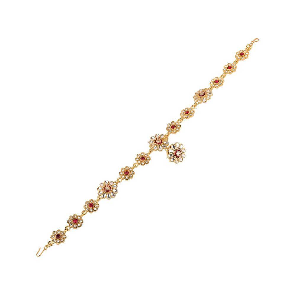 Sanjog Exclusive Traditional Matha Patti Finishing Kundan White Stone for Women/Girls