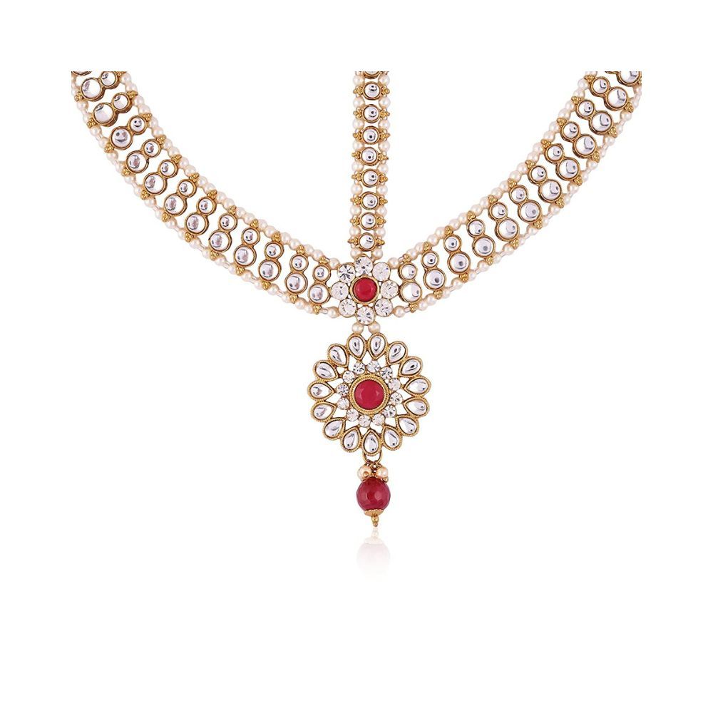 Sanjog Exclusive Traditional Matha Patti Finishing Kundan White Stone for Women/Girls
