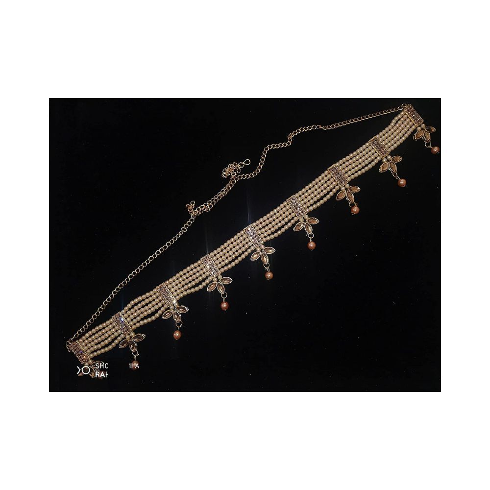 Sanjog Stunning Golden Kundan & Pearl Kundan Studded Kamarband for Women Girls